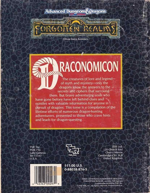 Advanced Dungeons & Dragons 2nd Edition - Forgotten Realms - Draconomicon (B Grade) (Genbrug)